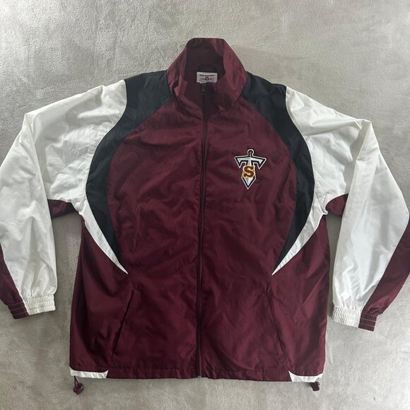 Teamwork Sport Jacket Size XL Red Long Sleeve Sweatshirt Zip Up Front Pockets - Picture 3 of 12